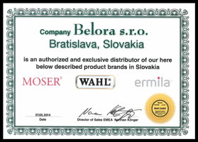 Moser Wahl Ermila certifikat