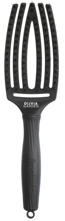 OLIVIA GARDEN Finger Brush Black kefa na vlasy masážna 6-radová stredná