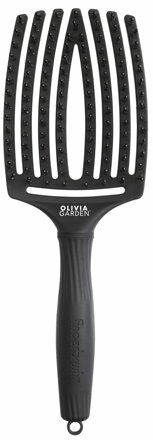 OLIVIA GARDEN Finger Brush Black kefa na vlasy masážna 8-radová velká