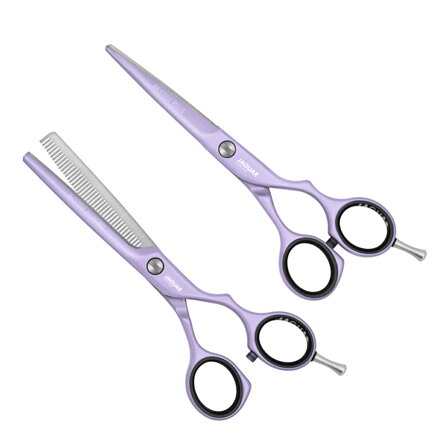 JAGUAR LAVENDER SET 5,5" slicovacie + efilačné nožnice + darčeky fén Calima a žehlička ST-600