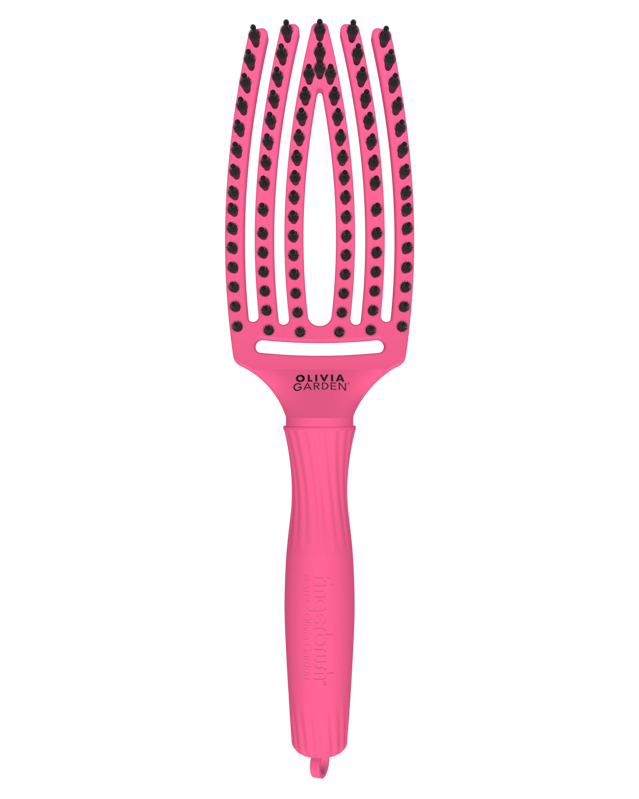 OLIVIA GARDEN Finger Brush Hot Pink kefa na vlasy masážna 6-radová stredná OLIVIA GARDEN Finger Brush Hot Pink kefa na vlasy masážna 6-radová stredná