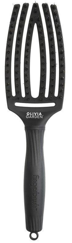 OLIVIA GARDEN Finger Brush Black kefa na vlasy masážna 6-radová stredná