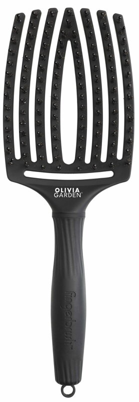 OLIVIA GARDEN Finger Brush Black kefa na vlasy masážna 8-radová velká